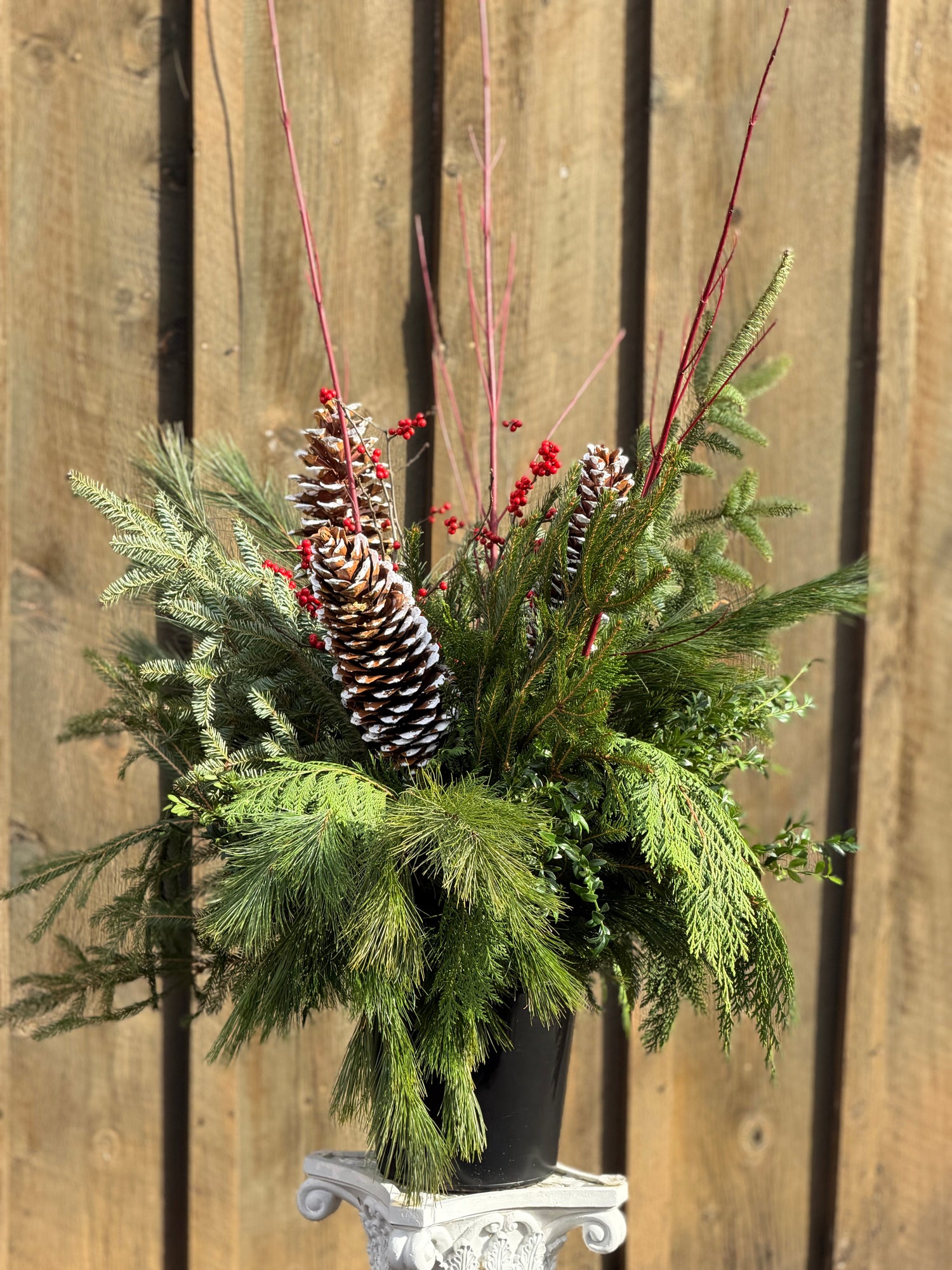 Holiday Porch Pots and Greens